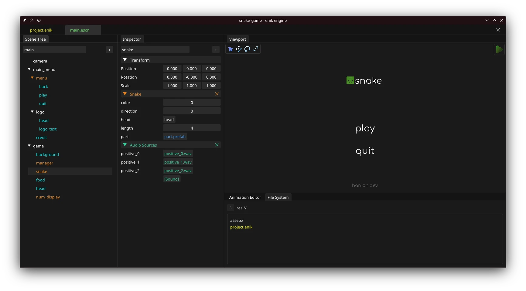 <a href="https://hanion.itch.io/snake-game">Snake</a>
