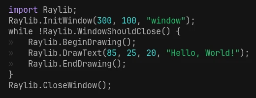 minik-script Raylib Hello World