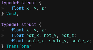 Vector and Transform structures