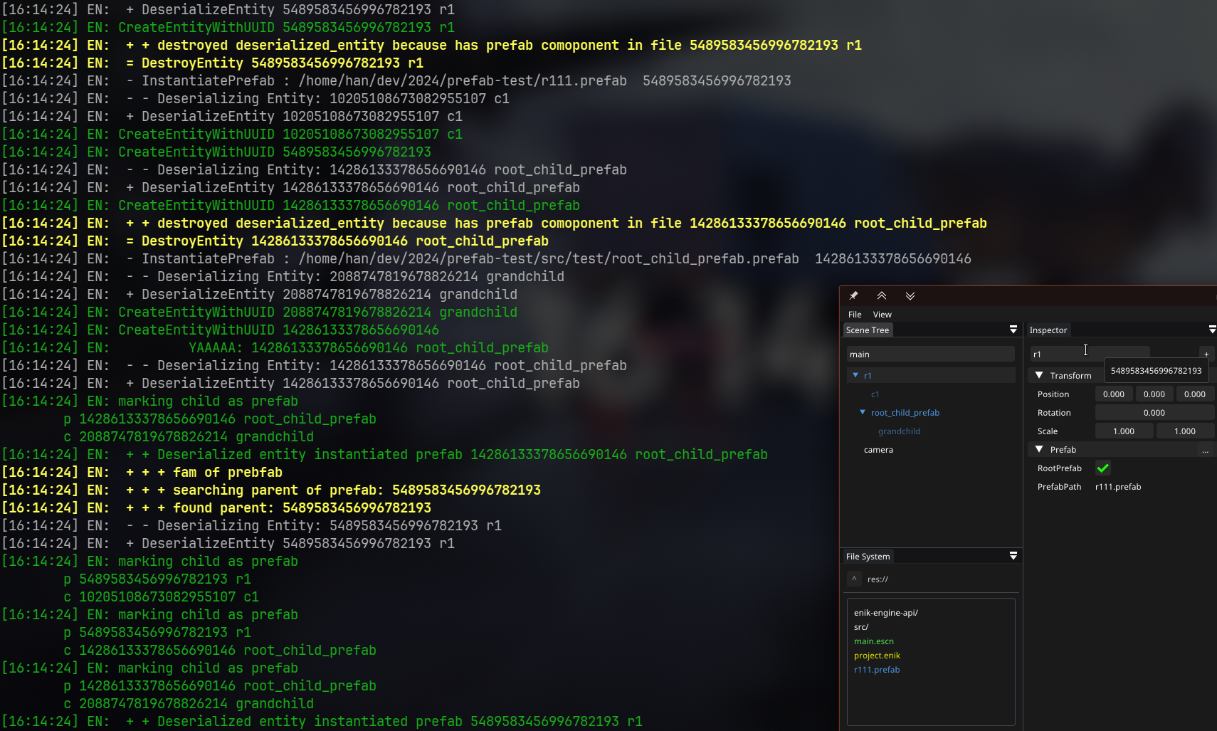 Debugging Prefab system