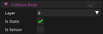 CollisionBody component in inspector