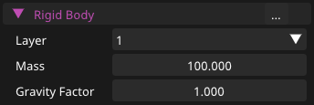RigidBody component in inspector
